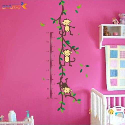 Cute monkeys playing on trees wall stickers for kids rooms ZooYoo1208 decorative adesivo de parede removable pvc wall decal