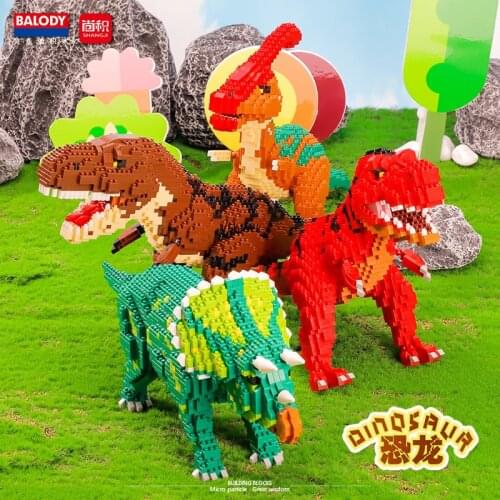 Balody Mini Blocks Dinosaur Collection DIY Tyrannosaurus Jurassic Park Triceratops Kids Toy for Children Gifts Boy Present 16248