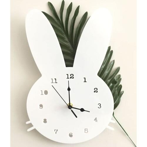Instagram Fashionable Cartoon Pink Rabbit Children Room Wall Mute Clock Brilliant Nice-looking Basswood Exquisite Sculpture Kids