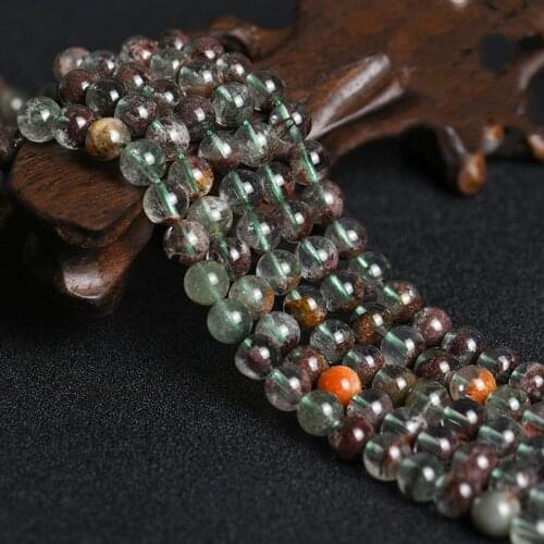 Natural Green crystal Crackle Phantom Ghost Round Loose Beads 7.5" Strands 4 6 8 10 MM Pick Size For Jewelry Diy Bracelet