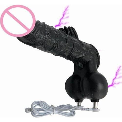 New electric shock silicone testicle Ball Stretcher Scrotum dildo fake penis chastity bondage cock ring male electro sex toy