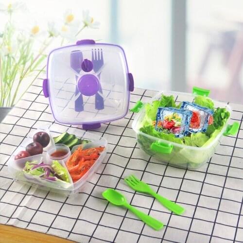 ONEUP Vegetable Fruit Salad Box Eco-friendly Lunch Box With Tableware Portable Food Container For Picnic School Office
