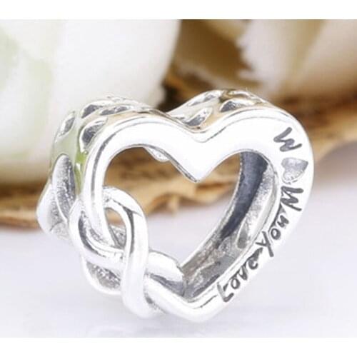 Origianl Openwork Love You Mum Infinity Heart Beads Fit 925 Sterling Silver Bead Charm Bracelet Bangle DIY Jewelry