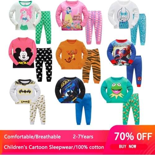 Autumn winter Children Anna Elsa Casual Pajamas Clothing Set Boys Girls Minnie Cartoon Sleepwear Suit Kids Cotton Pajamas Sets