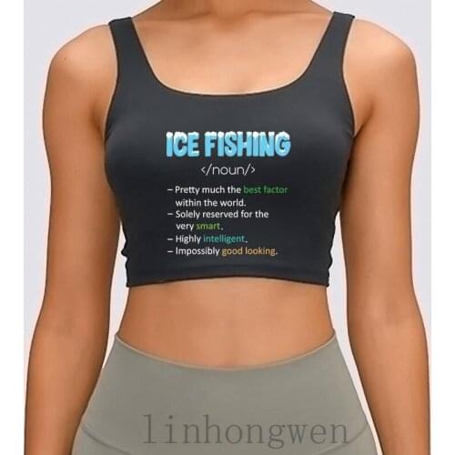 Ice Fishing Definition Winter Fisherman Funny Quot Women Tank Top Printed Cute Unique Trend Summer Style O Neck Humor Crop Top