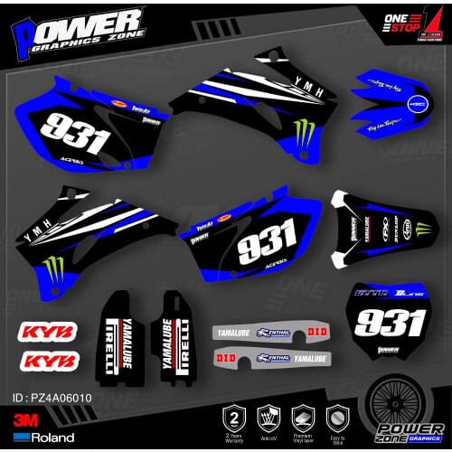 PowerZone Custom Team Graphics Backgrounds Decals 3M Stickers Kit For YAMAHA 2006-09 YZF250 450 010