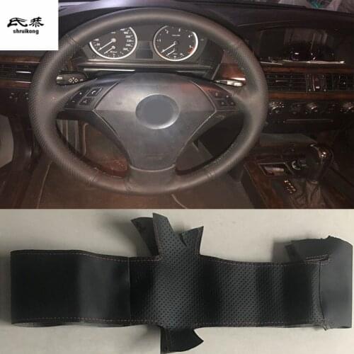 Sew-on Microfiber leather car steering wheel cover Car accessories for BMW 530 523 525 520 535 545i E60