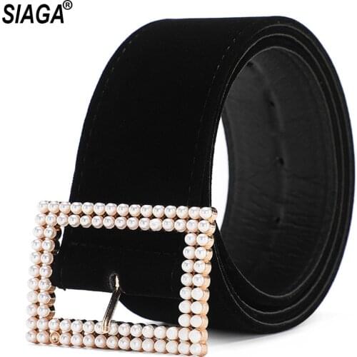 Ladies Quality PU Leather 5cm Wide Belts Womens Fashion Design Pure Black Belt for Women Skirt Female Accessories AK030