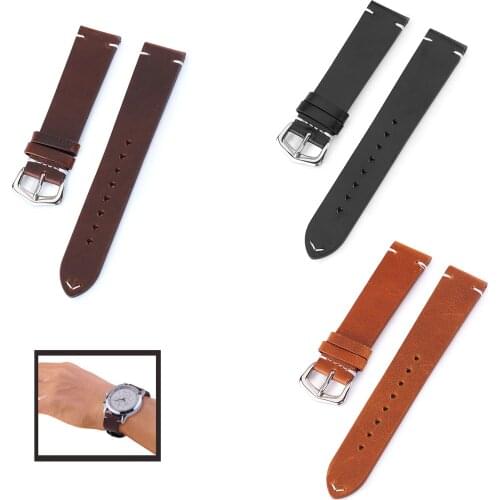 Retro Leather Watch Strap 18mm 19mm 20mm 21mm 22mm 24mm Wrist Belt Watchbands Genuine Leather Watch Band Black Brown with Pins