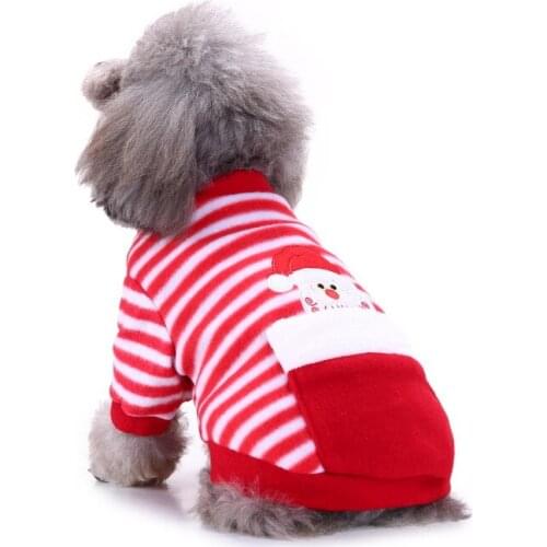 Christmas pet dog clothes striped four-legged Santa Claus pet dog clothes elk clothes