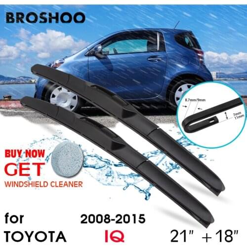 Car Wiper Blade Front Window Windscreen Windshield Wipers Fit U Hook Arm Blades Accessories For TOYOTA IQ 21"+18" 2008-2015