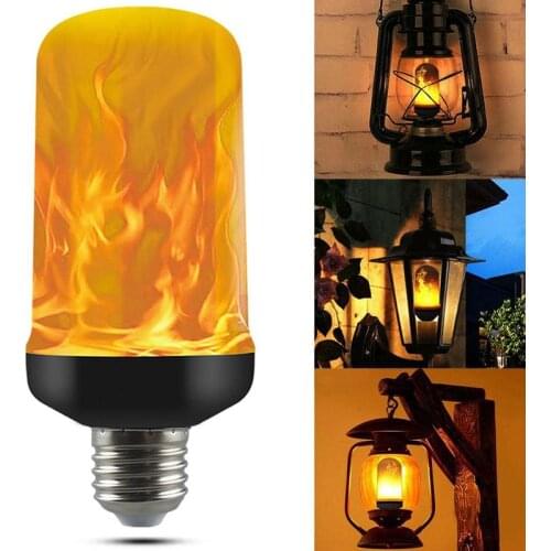 E27 B22 LED Creative Lawn Lamps Outdoor Wall Garden Decorative Lights Simulation Dynamic Flame Torch Fire Bulbs