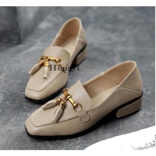 2018 Soft Leather Flat Shoes With low Woman Loafers Cowhide Spring Casual Shoes Women Flats Women Shoes