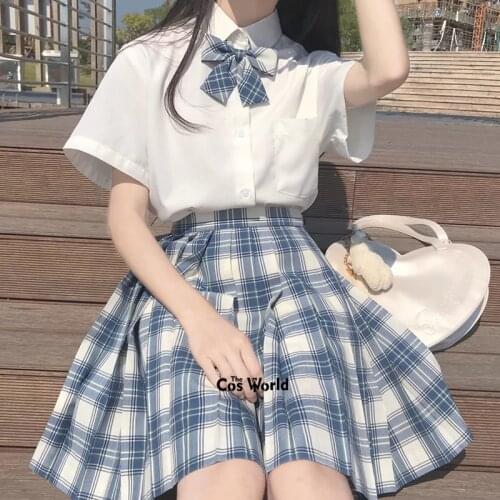 [S1] Girls Womens Japanese Summer High Waist Pleated Plaid Skirts For JK School Uniform Students Cloths