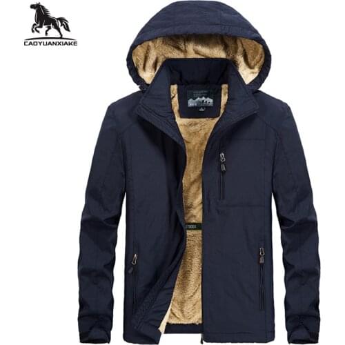 Winter parka men L-5XL 6LXL Jacket Mens Plus velvet Men Hooded Solid color Windbreaker coats mens casual warm jackets coat 6898