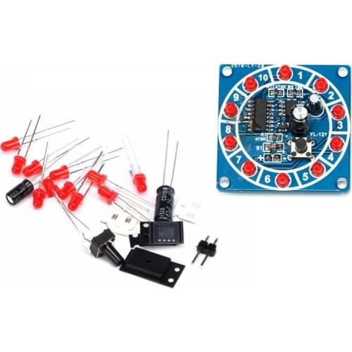 1PCS Round Electronic Lucky Rotary Suite CD4017 NE555 Self DIY LED Light Kit