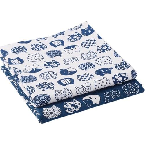 DIY 1pcs/lots 50x145cm Cute cat Cotton and Linen Hand-embroidered Table cloth Fabric Bundle Sewing Quilting Crafts for Handmade