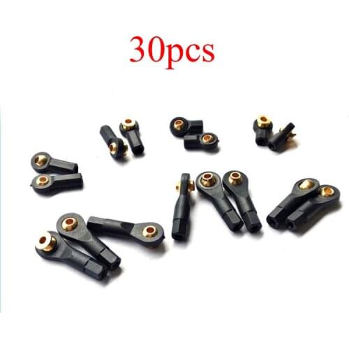 30Pcs M2/M2.5/M3 Rod Ends Plastic Black Pull/Push Rod Ball Connector Linkage Joint for DIY RC Car Crawler/Boat/Airplane Models
