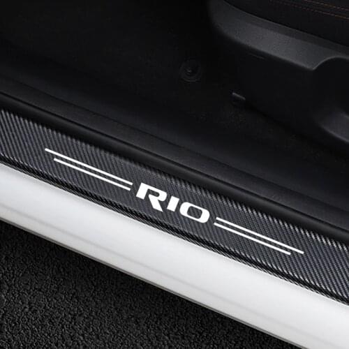 4PCS Car Stickers Door Threshold Guard For Kia Rio 3 4 K2 K3 X-Line Car Door Sill Scuff Plate Pedal Cover Trim Auto Accessories