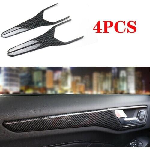 4 Pcs Car Inner Door Inside Panel Strip Frame Cover Edge Sticker Trim Carbon Fiber Pattern Accessories For Ford Focus 2018-2020