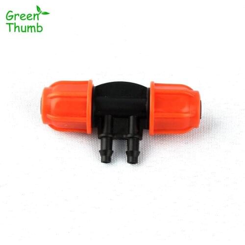 40pcs Green Thumb 8/11mm to 4/7mm Hose Splitter Thread Lock Garden Hose Barbed 4 Ways Connector for Micro Drip Irrigation System