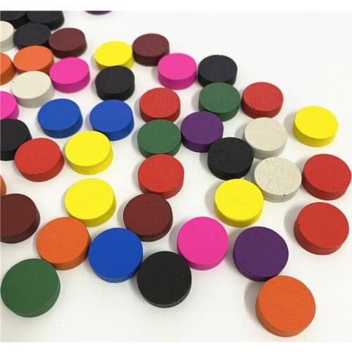 50pieces Diameter 15*5MM 10 Colors Wooden Pawn Game Pieces Colorful Chess For Tokens Board game/Educational Games Accessories