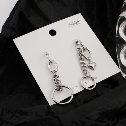 FLASHBUY Punk Asymmetric Silver Color Chain Tassel Earrings 2020 Geometric Pendant Hanging Drop Earrings Party Jewelry