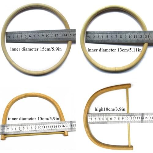 1pc D/Round Shape Bamboo Plastic Handle DIY Handmade Rattan Wooden Bag Accessories Replacement Women Handbag Tote Purse Handles