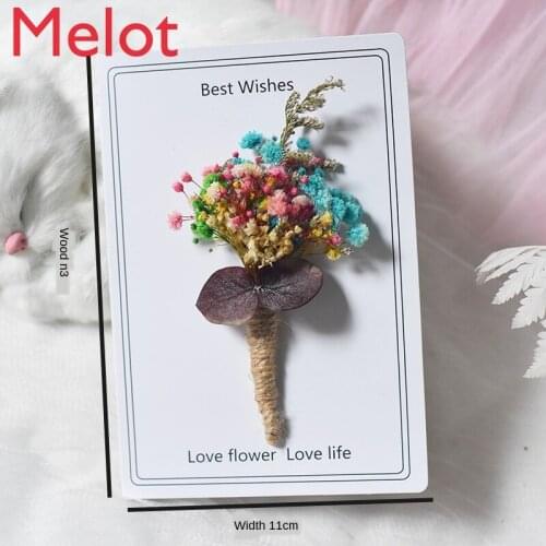 Free Shipping Handmade Dried Flower Three-Dimensional Birthday and Holiday Greeting Card Valentines Day Wedding Greeting Card