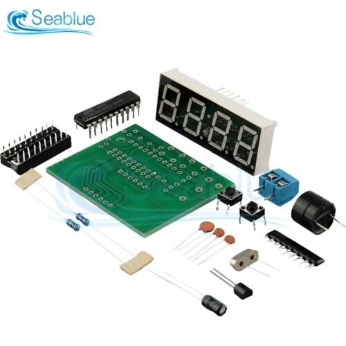 DC 3V-6V AT89C2051 LED Digital Display 4 Bits Electronic Clock Electronic Production Suite DIY Kit 0.56 Inch Red Two Alarm
