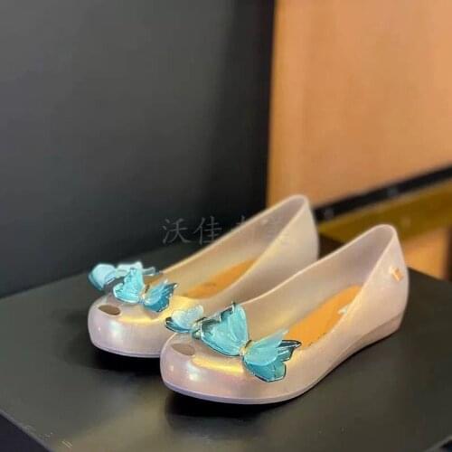 2021 Childrens shoe New Summer Sandals Big girl butterfly Jelly shoes Princess Mini Melissa Kids shoes Soft Beach Sandal HMI038
