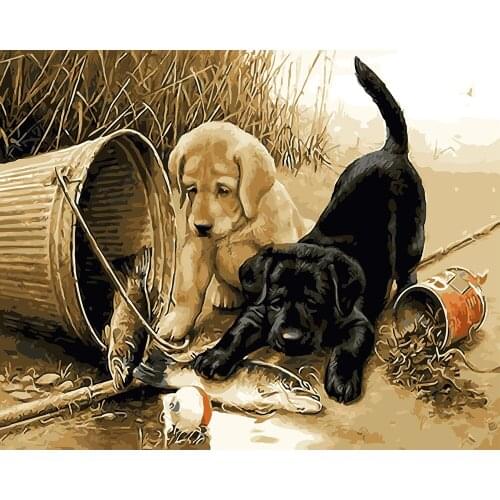 DIY digital Painting By Numbers Kits Colorful Dogs Paint By Numbers animals Hand Oil Painting Unique Gift For Children adults