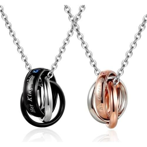 Her King His Queen Necklaces Couple Pendants Stainless Steel For Women Men Valentines Day Gift Jewelry Dropshipping