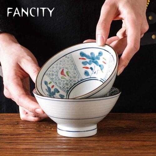FANCITY Japanese style household creative hat bowl 5 inch ceramic bucket bowl rice bowl