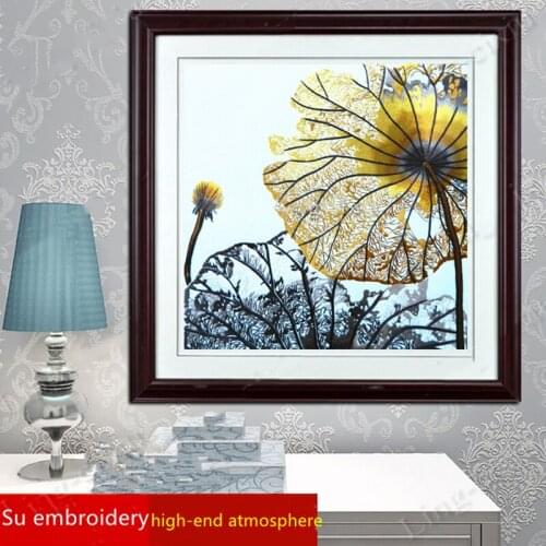 Mural Painting Years Lotus Su embroidery Interior Decoration Painting Living Room Office Painting Hotel Cafe Wall Painting SP076