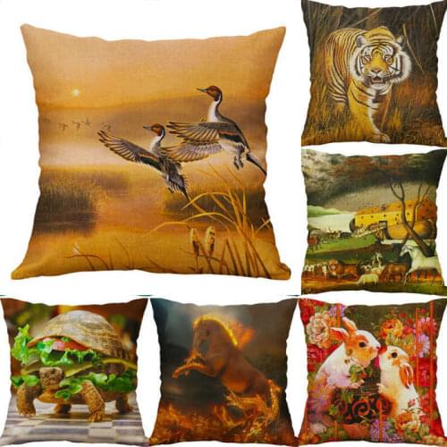 HGLEGYW Horse Cover Dog Print Decor Cushion Throw Case Home Colourful Cat Animal Pillow