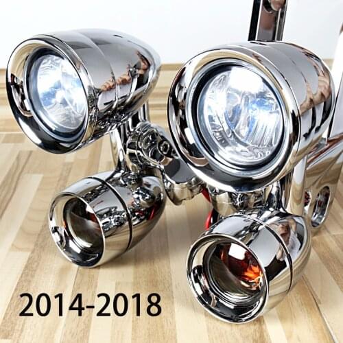 Chrome Fairing Mounted Driving Lights Smoked Turn Signals For Harley 2014-2018 Electra Street Glide Models