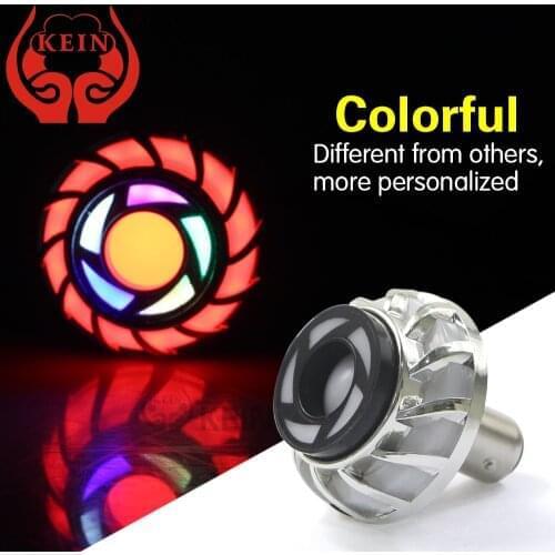 KEIN 1pcs Motorcycle LED Brake Light 1157 Colorful Flashing COB Angel Eye Moto Brake Rear Tail Lamp Day Trip Brake Signal Light