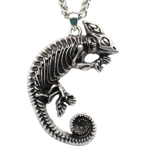 10PCS Gothic Skull Chameleon Necklace Punk Biker Animal Pendant Fashion Men Cool Punk Jewelry