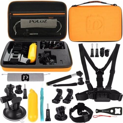 20 in 1 Accessory Combo Kit with Orange EVA Case for GoPro HERO7/6 /5 /5 Session/4 Session / 4/3 + / 3/2/1 and Other Action Cams
