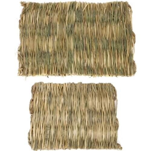 2Pcs Straw Mat Pet Hamster Rabbit Chewing Toy Grass Preparation Pad Small Animal Rat Guinea Pig Pet Fun Toy Bed Small Animal Hou