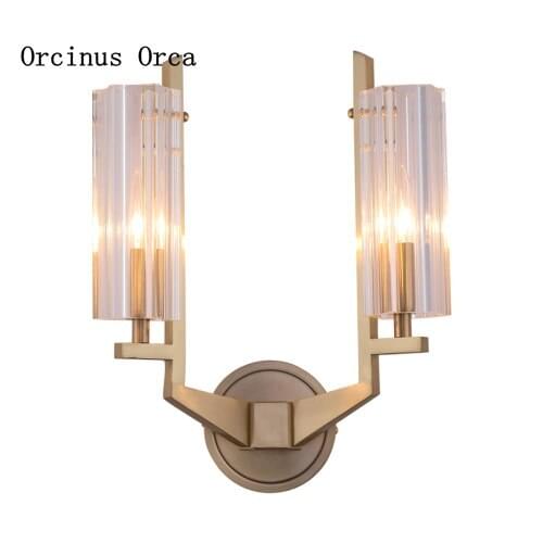 Postmodern creative luxury golden wall lamp living room corridor bedside lamp Nordic modern simple LED glass wall lamp