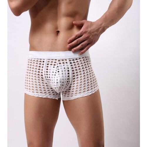 Cool Refreshing Male Underwear Sheer Boxer Shorts 12 Colors Fashion Hole Ropa Interior Hombre Calzoncillos Hombre Boxer