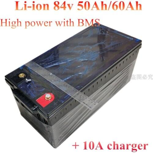 GTK Large capacity 84v 50Ah li-ion 84V 60ah lithium for 5000w HEV solar energy RV EV power supply motorhome + 10A charger