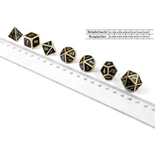 7 PCS hammer Style Metal Dice Metallic DND Game D&D Dice with Free Metal Case 448D