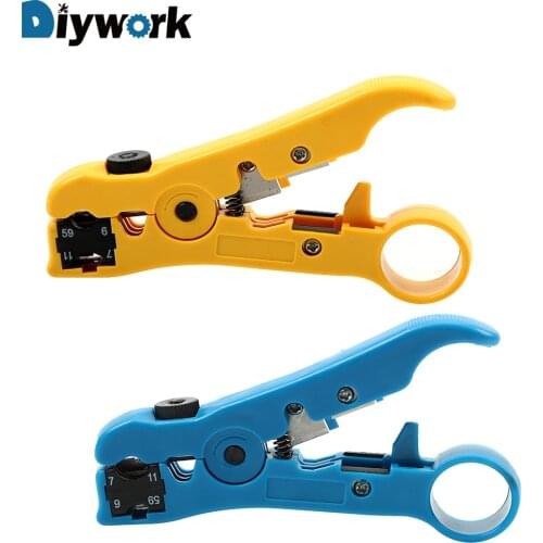 DIYWORK for UTP/STP RG59 RG6 RG7 RG11 Cable Wire Pliers Cutter Striper Multi-functional Electric Stripping Tools