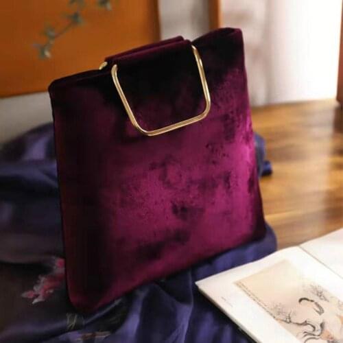 Fashion Black Velvet Bags Totes Shoulder Bag Women Party Casual Stylish Handbag