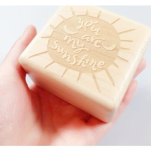 Handmade Nature wood wind up music box You are my sunshine music box customized engraving