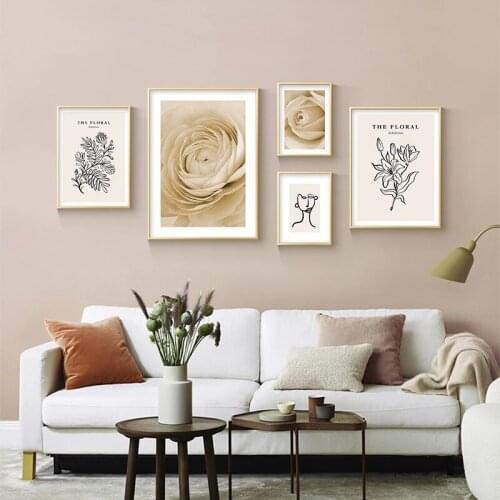 Abstract Line Wall Art Painting Modern Minimalist Rose Flower Canvas Poster and Print Nordic Picture Living Room Home Decor