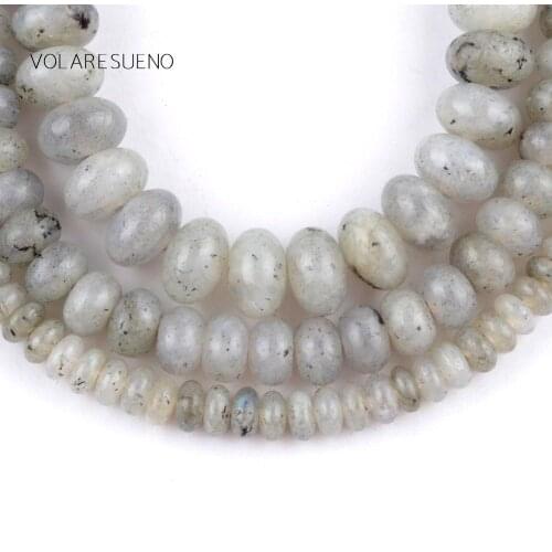 Natural Gray Labradorite Rondelle Stone Round Loose Beads For Jewelry Making 4-8mm Spacer Beads Fit Diy Bracelets Necklace 15